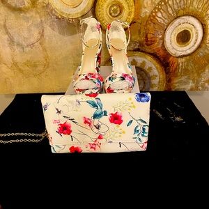 David's Bridal Flora Multi Ankle Strap heels and Matching Purse (sold together)